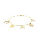 14k Yellow Gold 7 inch Bracelet with Polished Charms-6