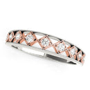 14k White Gold And Rose Gold Unique Diamond Wedding Band (1/10 cttw)-2