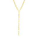14k Yellow Gold Paperclip Chain Lariat Necklace-4