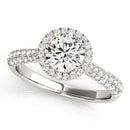14k White Gold Halo Diamond Engagement Ring with Pave Band (1 1/3 cttw)-5