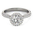 14k White Gold Halo Diamond Engagement Ring with Pave Band (1 1/3 cttw)-6