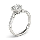 14k White Gold Halo Diamond Engagement Ring with Pave Band (1 1/3 cttw)-7