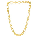 14k Yellow Gold Italian Alternating Paperclip Oval Links Chain Necklace-2