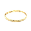 10k Yellow Gold Dome Childrens Diamond Cut Florentine Bangle-5