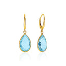 Drop Earrings with Pear-Shaped Blue Topaz Briolettes in 14k Yellow Gold-3