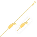 14k Yellow Gold Heart Accented Children's Cable Chain ID Bracelet-4