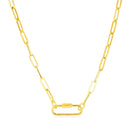14k Yellow Gold Paperclip Chain Necklace with Oval Carabiner Clasp-4