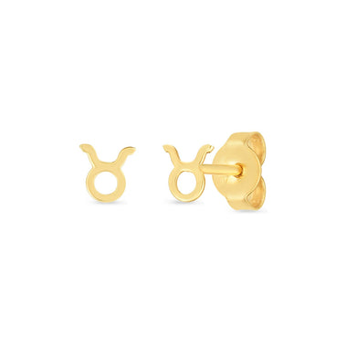 14K Yellow Gold Taurus Stud Earrings - 0