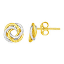 14k Two Tone Gold Love Knot Earrings-3