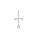 14k White Gold Cross Pendant with Beaded Texture-3