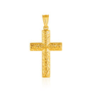 14k Yellow Gold Reversible Textured Cross Pendant-4
