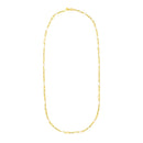 14k Yellow Gold Paperclip Chain and Pearl Necklace-4