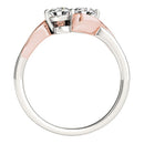 14k White And Rose Gold Round Two Diamond Curved Band Ring (5/8 cttw)-5