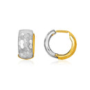 14k Two-Tone Gold Diamond Cut and Interlaced Style Hoop Earrings-2