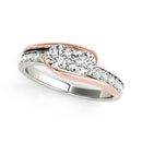 Two Stone Diamond Ring in 14k White And Rose Gold (3/4 cttw)-4