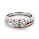 Two Stone Diamond Ring in 14k White And Rose Gold (3/4 cttw)-5