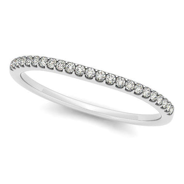 14k White Gold Scallop Setting Round Diamond Wedding Band (1/10 cttw) - 0