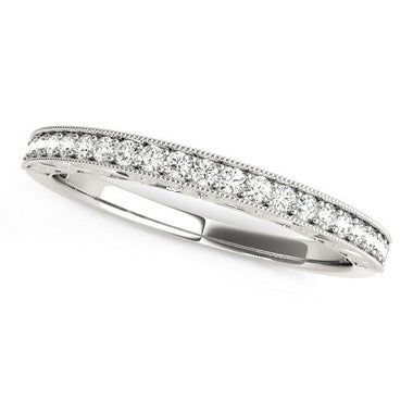 14k White Gold Milgrain Bordered Round Diamond Wedding Band (1/6 cttw) - 0