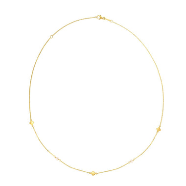 14k Yellow Gold Pearl Clover Necklace - 0