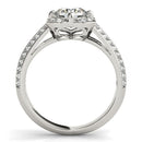 Round Diamond Floral Motif Engagement Ring in 14k White Gold (1 3/8 cttw)-4