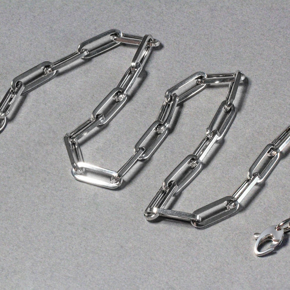 14K White Gold Wide Paperclip Chain (6.1mm)