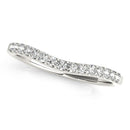14k White Gold Round Pave Setting Curvy Diamond Wedding Band (1/4 cttw)-2