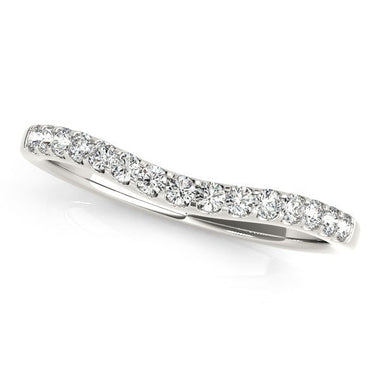 14k White Gold Round Pave Setting Curvy Diamond Wedding Band (1/4 cttw) - 0