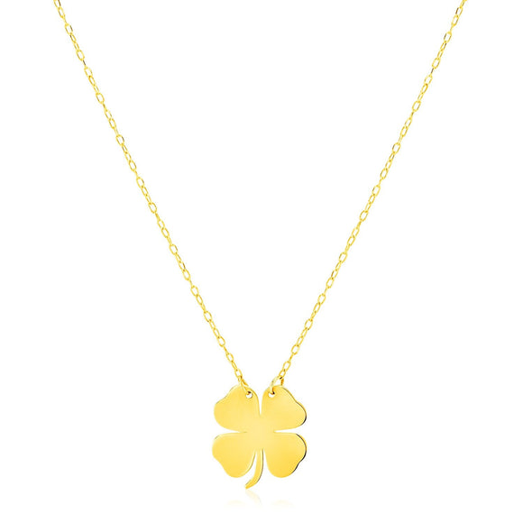 14K Yellow Gold Four Leaf Clover Necklace