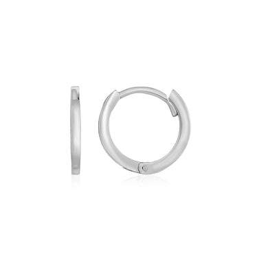 14k White Gold Petite Polished Round Hoop Earrings - 0