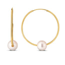 14k Yellow Gold Round Endless Pearl Earring(1x25mm)-3
