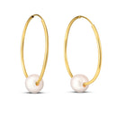 14k Yellow Gold Round Endless Pearl Earring(1x25mm)-4