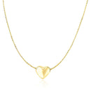 14k Yellow Gold Chain Necklace with Sliding Puffed Heart Charm-5