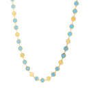 14k Yellow Gold Turquoise Geometric Mirror Gem Chain Necklace (5.00 mm)-3