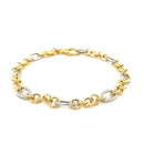 14k Two-Tone Gold Rope Motif Oval and Round Link Chain Bracelet-6