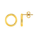Open Circle Post Earrings in 14k Yellow Gold-2