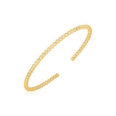 14k Yellow Gold High Polish Bead Cuff Bangle (3mm)-2