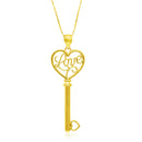14k Yellow Gold Skeleton Key Style LOVE Pendant-3