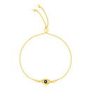 14k Yellow Gold Adjustable Evil Eye Bracelet-5