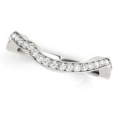 14k White Gold Milgrained Curve Style Diamond Wedding Band (1/5 cttw) - 0