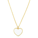 14k Yellow Gold High Polish Heart Pearl Paste Necklace-4