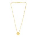 14k Yellow Gold High Polish Circle Disc Paperclip Link Necklace-4