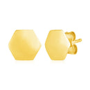 14k Yellow Gold Hexagon Stud Earrings-2