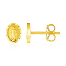 14k Yellow Gold Oval Religious Medallion Post Earrings-2