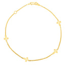 14k Yellow Gold Polished Station Cross Anklet (1.00 mm)-4