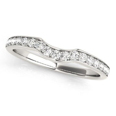 14k White Gold Curved Style Diamond Wedding Ring (1/4 cttw) - 0