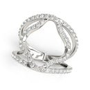 14k White Gold Diamond Flower Style Dual Band Ring (5/8 cttw)-5