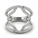 14k White Gold Diamond Flower Style Dual Band Ring (5/8 cttw)-6