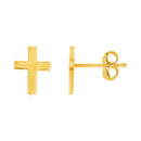 14k Yellow Gold Post Earrings with Crosses-2