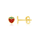 14k Yellow Gold Enameled Strawberry Childrens Earrings-5