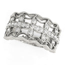 Diamond Studded Four Leaf Clover Motif Ring in 14k White Gold (1/4 cttw)-5